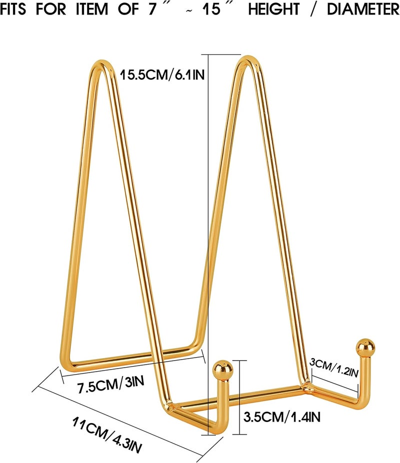Decolore 6 inch 3 Pack Gold Metal Display Stands Plate Stands Plate Holder Display Stands for Picture, Decorative Plate, Book, Photo Easel, Artistic Work - Image 2